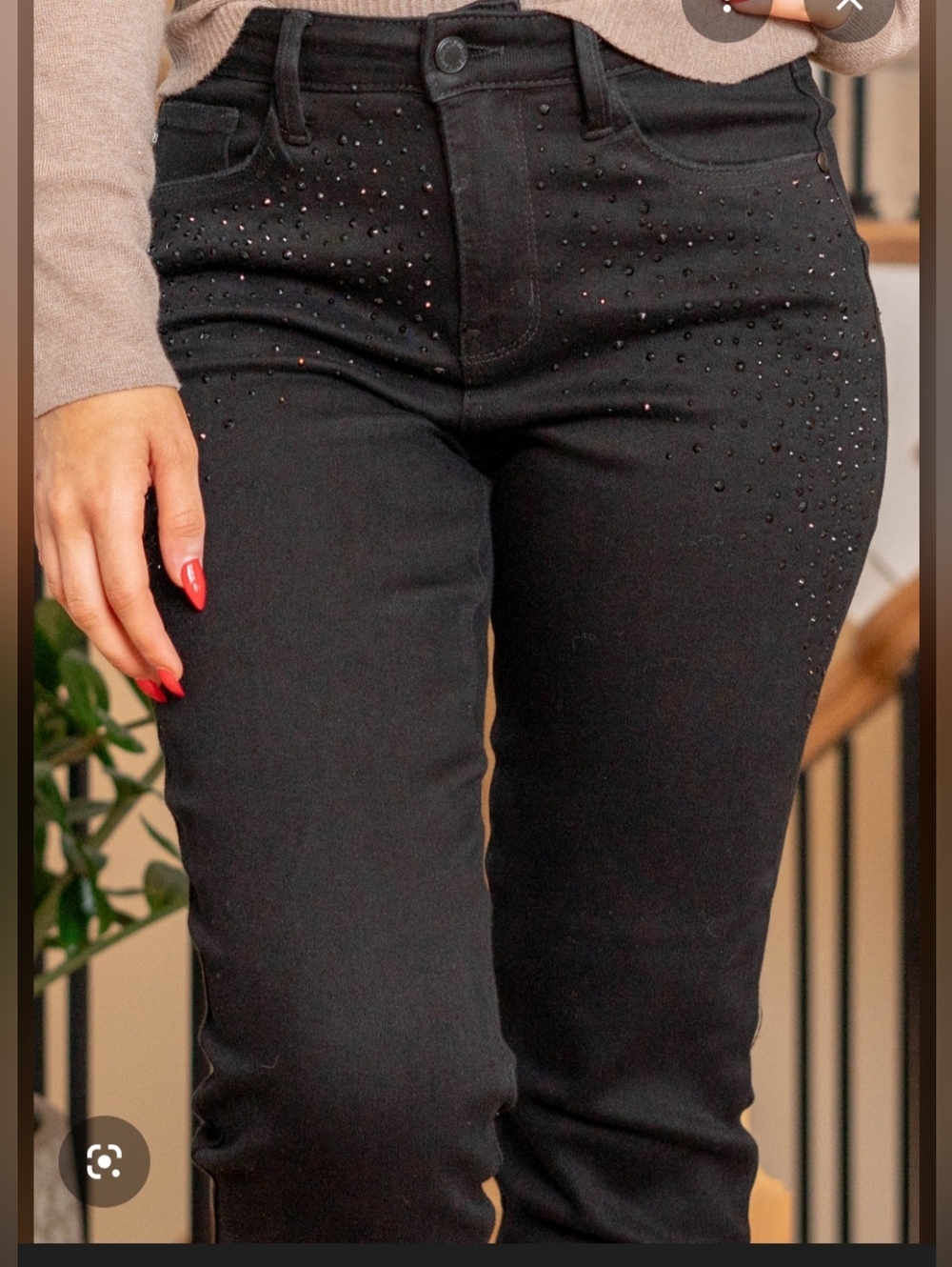 Southern Charm Rhinestone Embellished High Rise Slim Fit